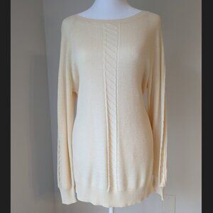 Lauren Conrad Cream Tunic Sweater Crew Neck